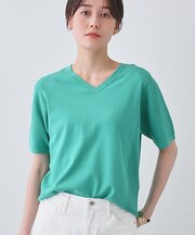 【洗える／清涼感】レーヨンストレッチ 安心丈の半袖ニット