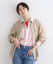 【洗える／シアー】モードストライプブラウス