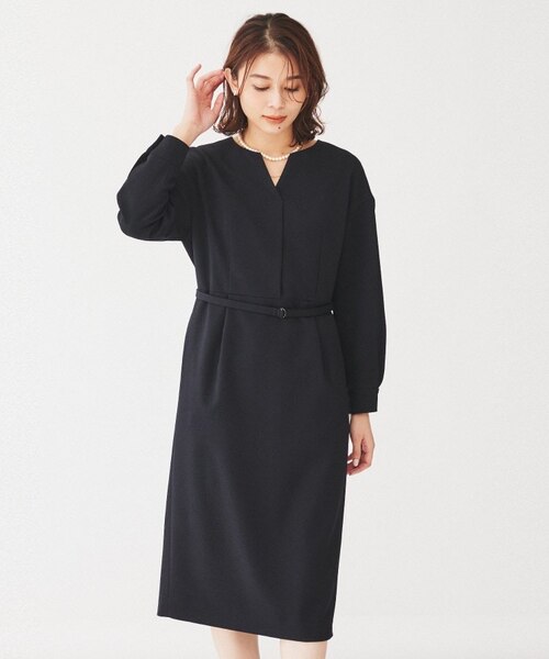 ナローワンピース きれいめ/日本製】キーネックナローワンピース｜ワールド
