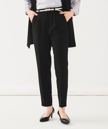 【通勤スーツ】タックテーパードパンツ