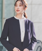 【通勤スーツ】ノーカラージャケット