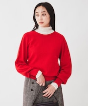 【日本製/オンオフ使える】ラメ混パフスリーブプルオーバーニット