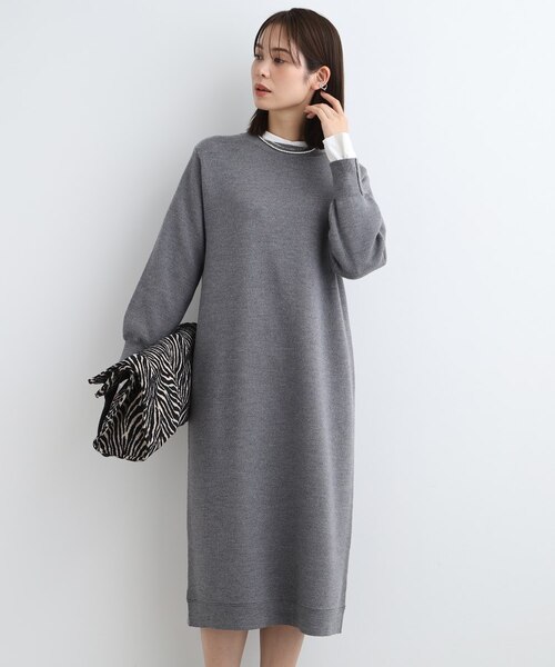 ウール混／洗える】スムースニットワンピース｜ワールドアウトレットの