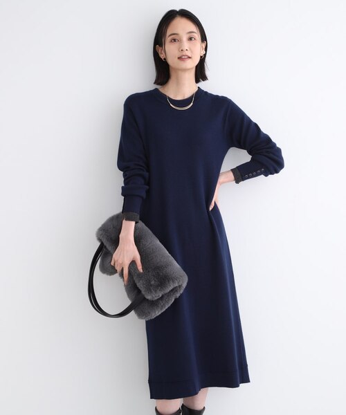 INDIVI ワンピース 「ウール混／洗える」スムースニットワンピース ウール混／洗える】スムースニットワンピース｜ワールドアウトレットの