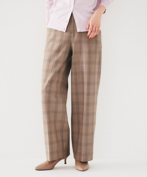 【裏起毛/後ろウエストゴム/日本製】タックなしフルレングスワイドパンツ