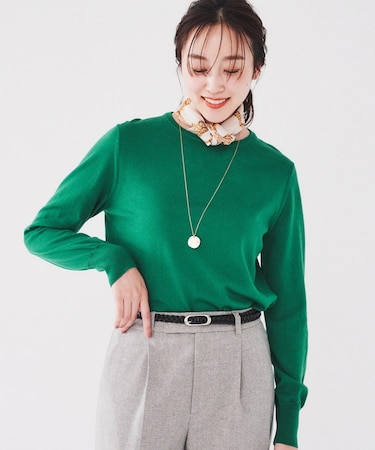 【アンサンブル可能/8色展開】ウール クルーネックプルオーバーニット