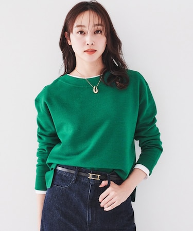 【アンサンブル可能/8色展開】ミラノリブ ワイドボートネックプルオーバーニット