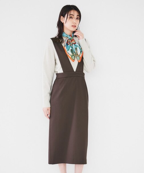 【肩紐取り外し可/日本製/ミモレ丈】2WAYジャンパースカート