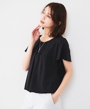 【通勤/二の腕カバー】タックデザインブラウス