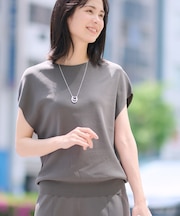 【洗える／SETUP可能】フレンチスリーブ イージーニット