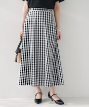 【後ろウエストゴム/洗える】ギンガムチェックAラインスカート