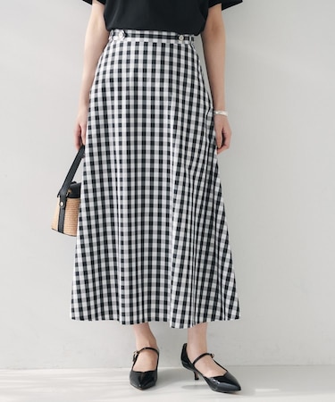 【後ろウエストゴム/洗える】ギンガムチェックAラインスカート