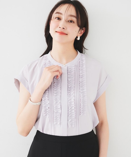 【吸水速乾/UVケア】フィブリルフリルブラウス