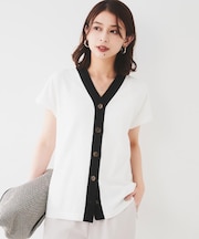 【体型カバー/ジレ風/前開き】Vネックニット