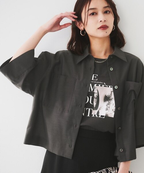 ブラウス シャツ 「前開き/洗える」ショート丈シアーシャツ レディース 前開き/洗える】ショート丈シアーシャツ｜ワールドアウトレット