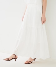 【セットアップ可/コットン100】スカラップ刺繍スカート