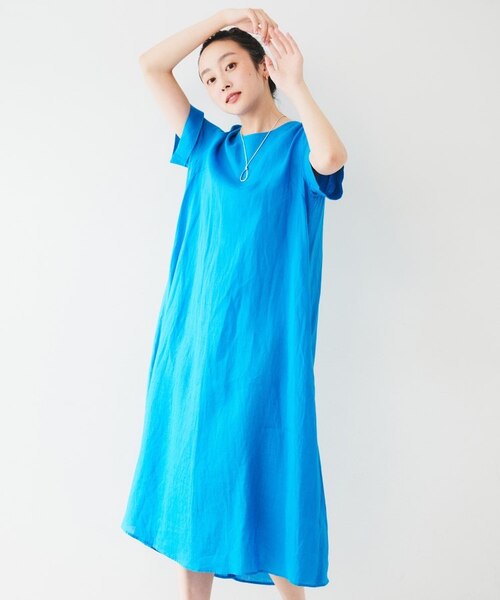 美品✨ Max Mara STUDIO ラミー(麻)ベルテッドワンピース　フレア 美品✨ Max Mara STUDIO ラミー(麻)ベルテッドワンピース フレア