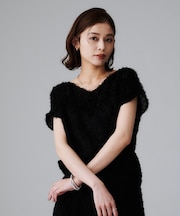 【セットアップ可/洗える】フェザーフレンチスリーブブラウス