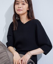 【二の腕カバー／スタイルアップ】ドライタッチストレッチニット