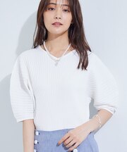 【二の腕カバー／スタイルアップ】ドライタッチストレッチニット