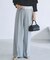 【ウール調素材】ベルトデザインワイドパンツ