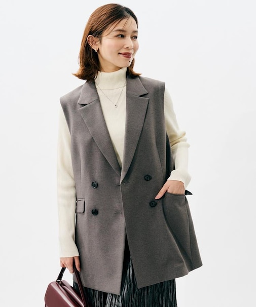 【重ね着レイヤードに/セットアップ可】スラブテーラードカラージレ