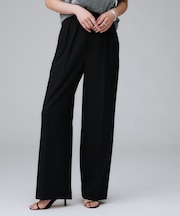 【はっ水/後ろウエストゴム/リラクシー】ストレッチ2タックワイドパンツ