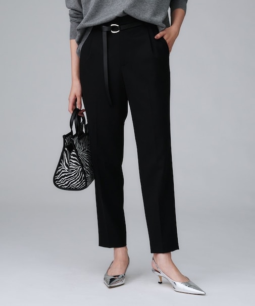 【はっ水/後ろウエストゴム/洗える】ストレッチテーパードパンツ