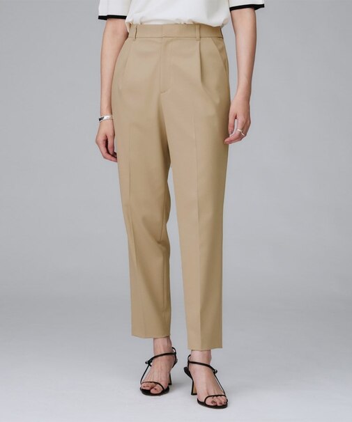 【はっ水/後ろウエストゴム/洗える】ストレッチテーパードパンツ