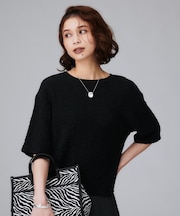 【五分袖/ジャージトップス】スラブカールマイヤープルオーバー