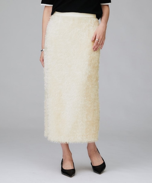 【後ろウエストゴム/洗える/タイト】シャギーナロースカート