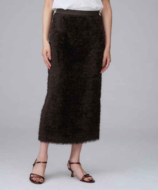 【後ろウエストゴム/洗える/タイト】シャギーナロースカート