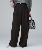 【セットアップ可/洗える】梳毛調合繊2タックワイドパンツ