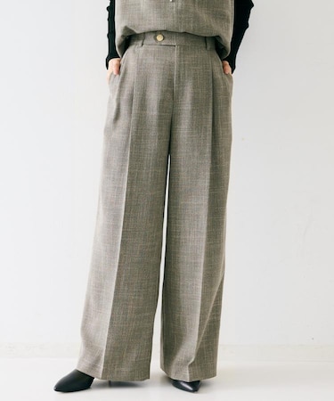 【セットアップ可/洗える】梳毛調合繊2タックワイドパンツ