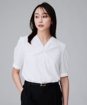 【洗える/ストレッチ/通勤】Vネックブラウス