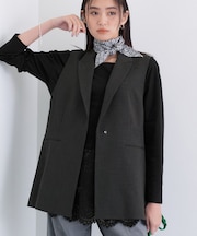 【セットアップ可能】凹凸ストレッチ素材テーラードカラージレジャケット