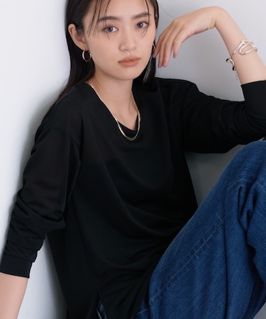 ＜秋SALE！＞ストレッチシアーロングTシャツ