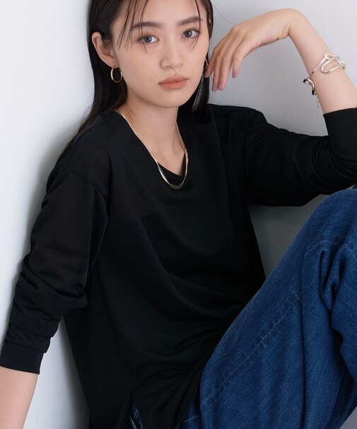 ＜秋SALE！＞ストレッチシアーロングTシャツ