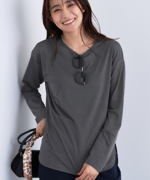 ＜秋SALE！＞ストレッチシアーロングTシャツ