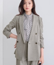 【洗える／セットアップ可能】凹凸ストレッチ素材ダブルジャケット