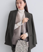 【洗える／セットアップ可能】凹凸ストレッチ素材ダブルジャケット