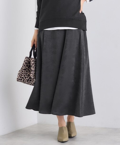 【UVケア/セットアップ可能】スエード調サテンスカート