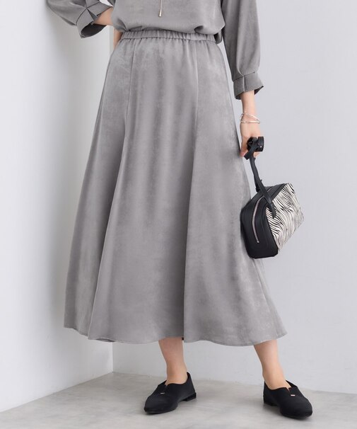 【UVケア/セットアップ可能】スエード調サテンスカート