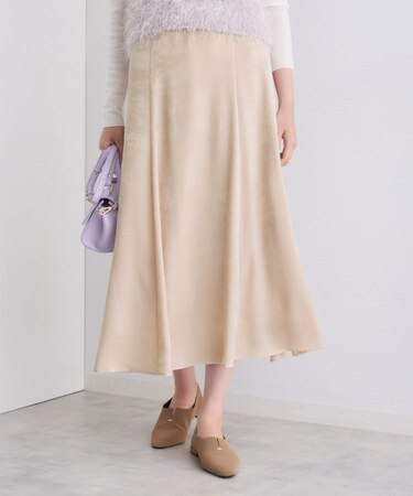 【UVケア/セットアップ可能】スエード調サテンスカート
