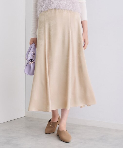 【UVケア/セットアップ可能】スエード調サテンスカート