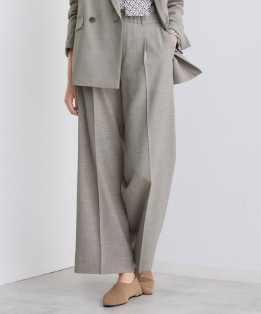 【洗える/セットアップ可能】凹凸ストレッチ素材ストレートパンツ