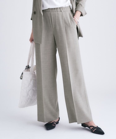 【洗える／セットアップ可能】凹凸ストレッチ素材ストレートパンツ