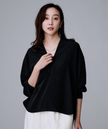 【セットアップ可/スキッパー/ゆったり】リラクパウダーシャツ