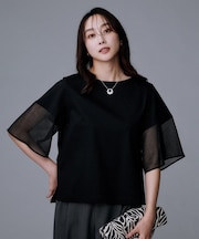 【一枚で着映える/五分袖】シアースリーブ プルオーバー