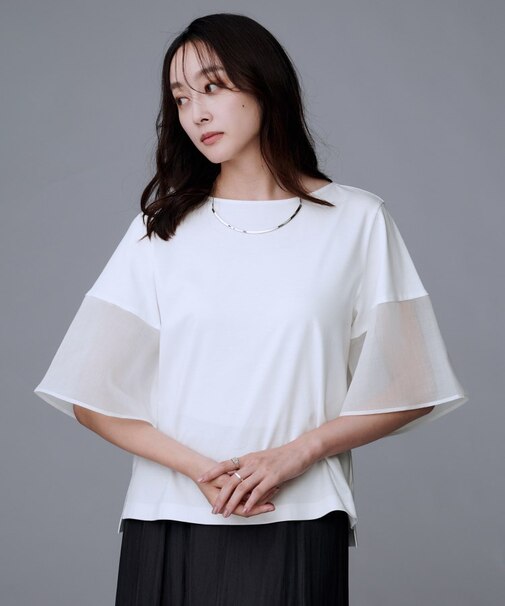 【一枚で着映える/五分袖】シアースリーブ プルオーバー